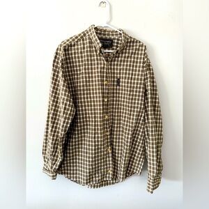 VTG ABERCROMBIE & FITCH Plaid Flannel Button Down Shirt Red Green Beige Size L